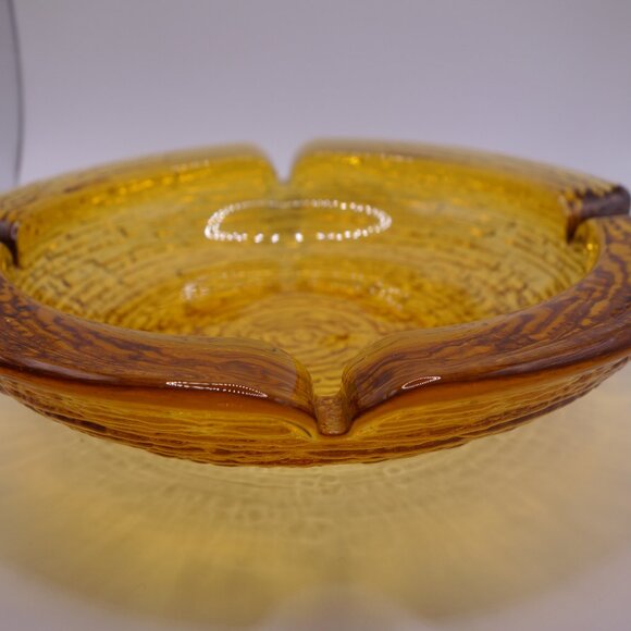 Amber Color Glass Ash Tray - Picture 3 of 12